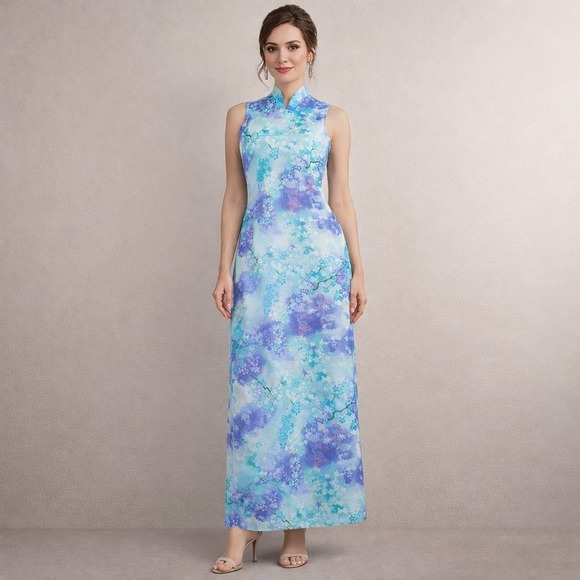 Liberty House Dresses & Skirts - Vintage LIBERTY HOUSE Hawaii Size 10 Cherry Blossom Print Satin Maxi Dress RARE!